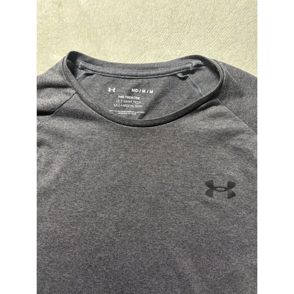 Under Armour The Tech Tee Solid Gray Active T Shirt Men's Medium - Picture 2 of 7